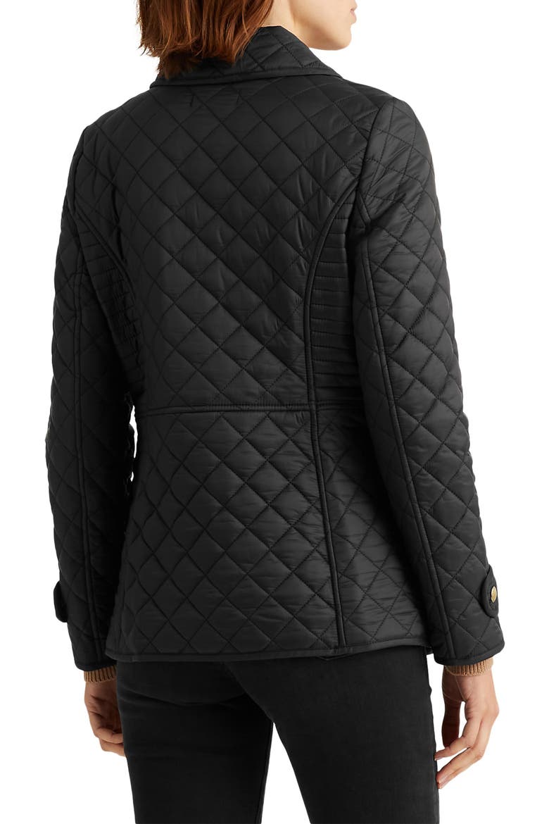 Quilted Double Breasted Peacoat, Alternate, color, BLACK