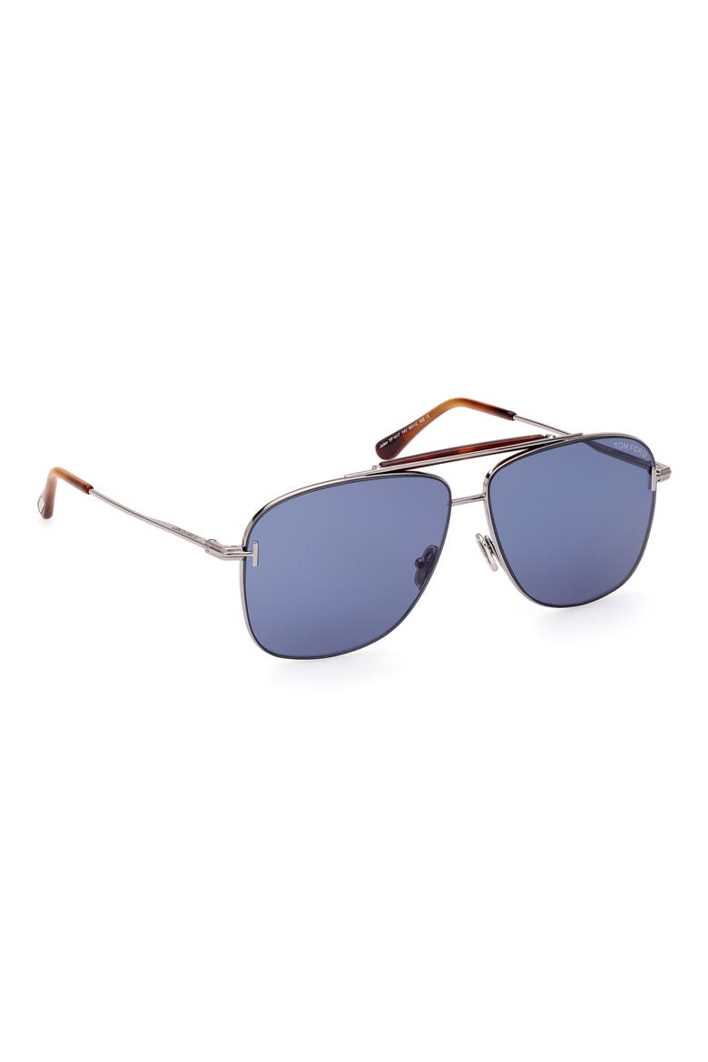 Jaden 60mm Polarized Navigator Sunglasses, Alternate, color, SHINY LIGHT RUTHENIUM / BLUE