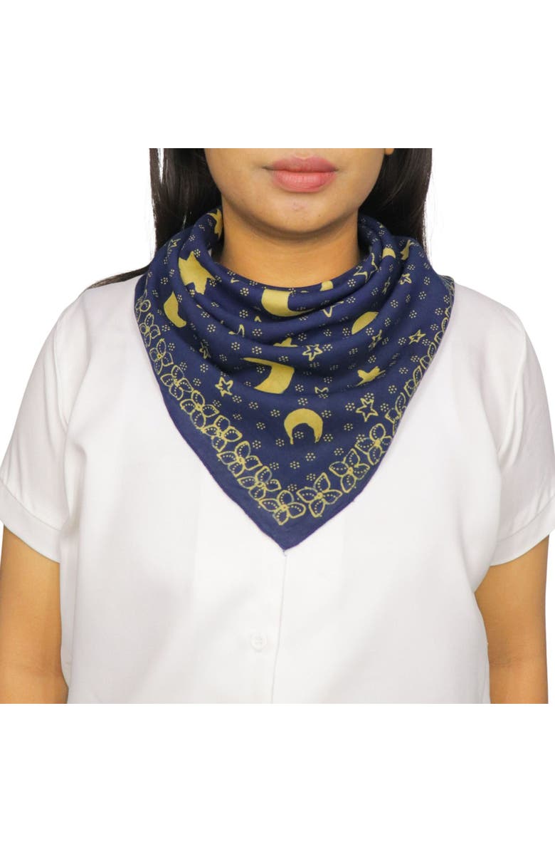 Kasih Co-op Full Hand Drawn Batik Tulis Bandana, Alternate, color, Celestial Blue