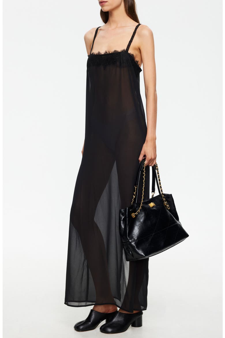 Glacial Sheer Maxi Dress, Alternate, color, NOIR