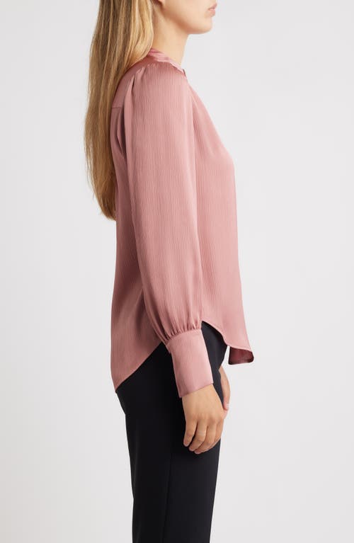Anne Klein Textured Crepe Long Sleeve Top In Pink
