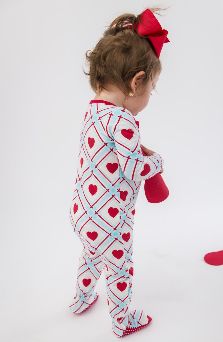 RuggedButts Sweetheart Plaid Zip-Up Footie, Alternate, color, Blue