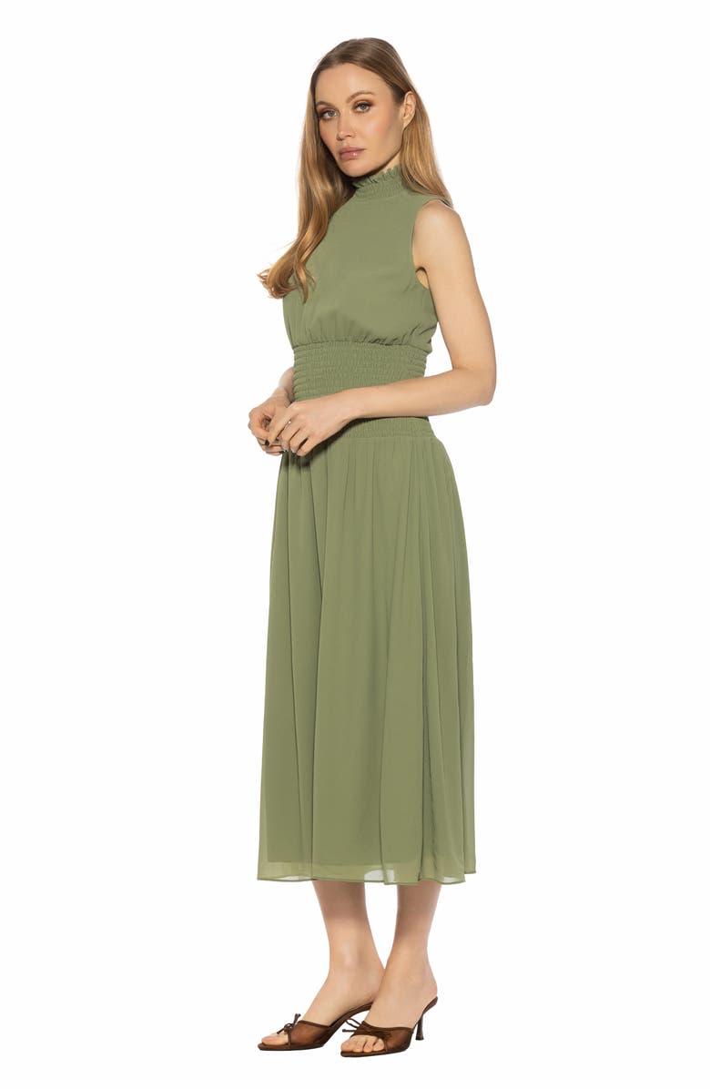 Alexia Admor Noor Smocked Neck Midi Dress, Alternate, color, Sage