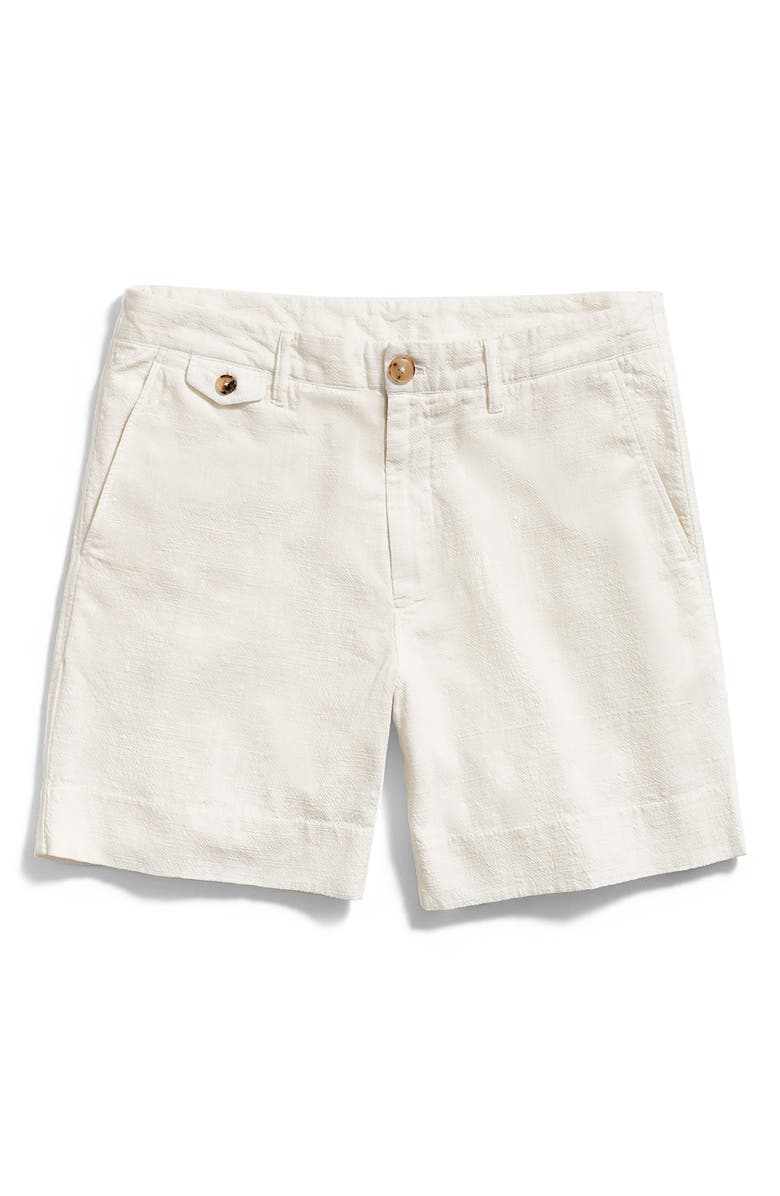 Billy Reid Flat Front Textured Cotton Shorts, Alternate, color, Tinted White