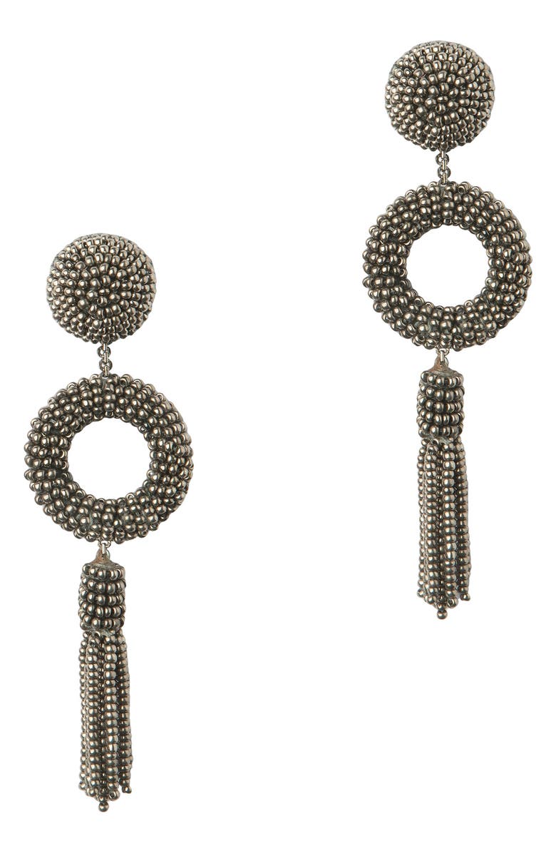 Deepa Gurnani Oliver Beaded Drop Earrings, Main, color, Antique Gunmetal