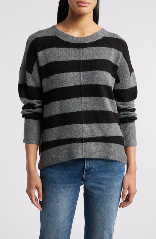 ZOE AND CLAIRE Stripe Crewneck Sweater in Grey 