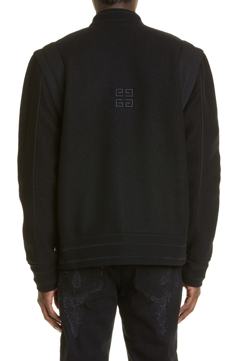 Givenchy Logo Virgin Wool Bomber Jacket, Alternate, color, Black