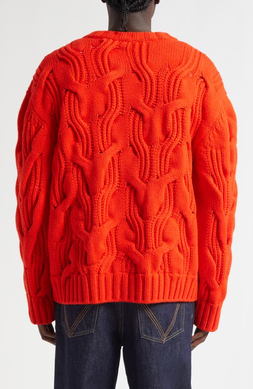 Bottega Veneta Twisted Cable Stitch Virgin Wool Cardigan In Red