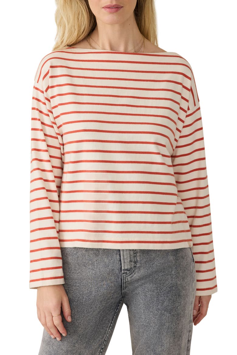 Stripe Organic Cotton Boatneck Top, Main, color, ATLANTIC CLAY STRIPE