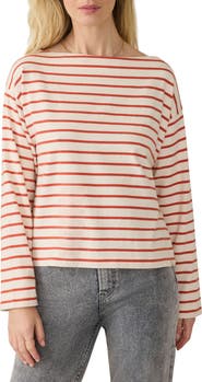 Faherty Stripe Organic Cotton Boatneck Top