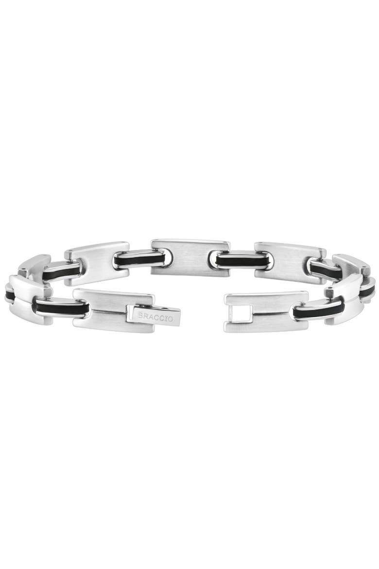 Men's Steel Polished Two Tone Black 8.5" 8.5mm Bracelet, Main, color, Stainless Steel