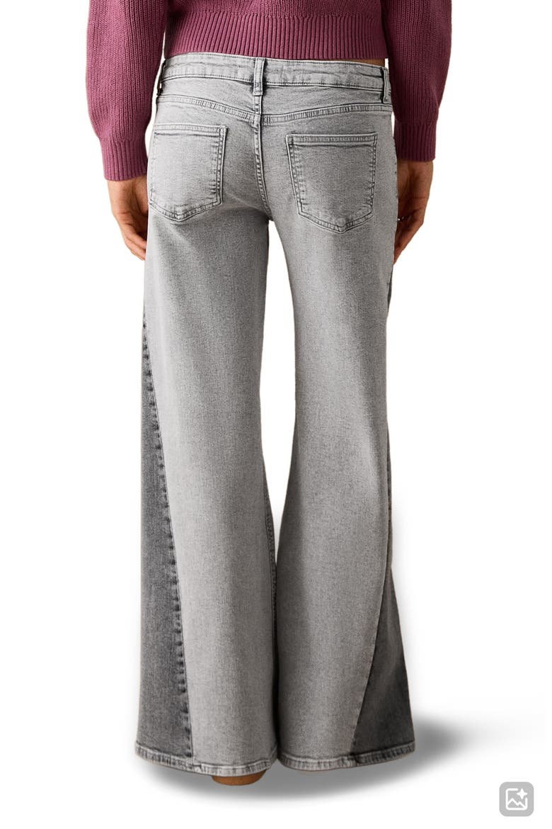 Two-Tone Low Rise Wide Leg Jeans, Alternate, color, DENIM GREY