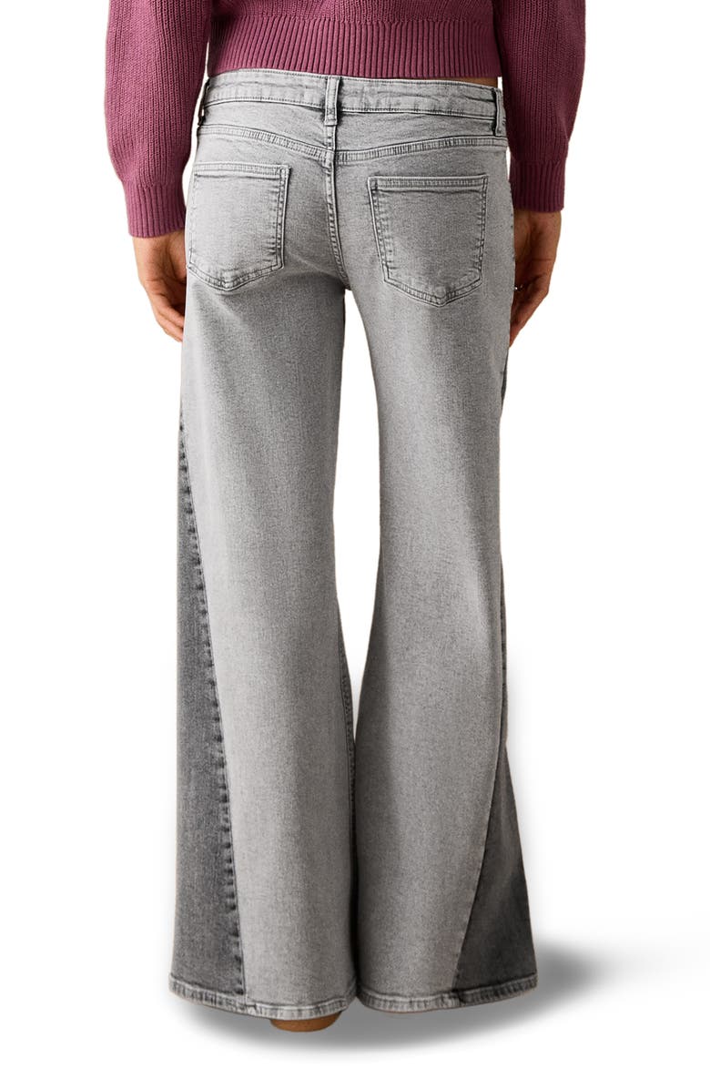 MANGO TEEN Two-Tone Low Rise Wide Leg Jeans, Alternate, color, Denim Grey