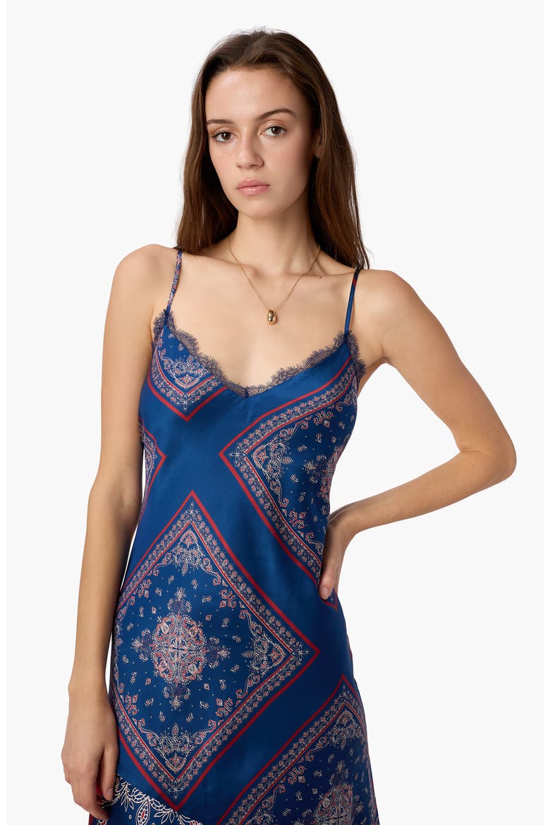 Becky Lace Trim Silk Slipdress, Alternate, color, MARINERS BANDANA