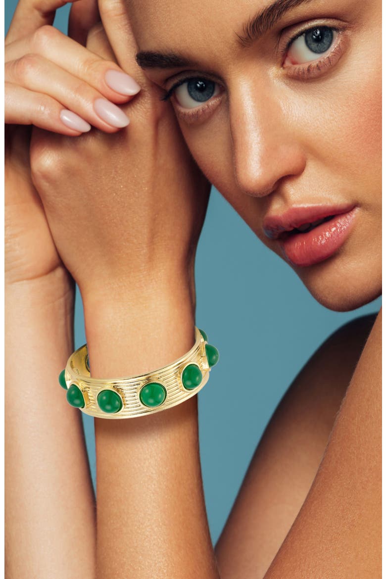 Beaded Cuff Bracelet, Alternate, color, GOLD/GREEN