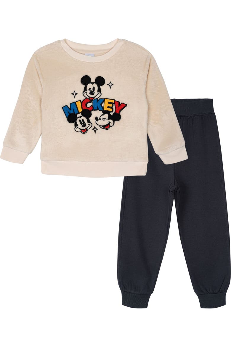 Mickey Mouse Fleece Sweatshirt and Plush Pants Set, Main, color, Cream Navy Mickey