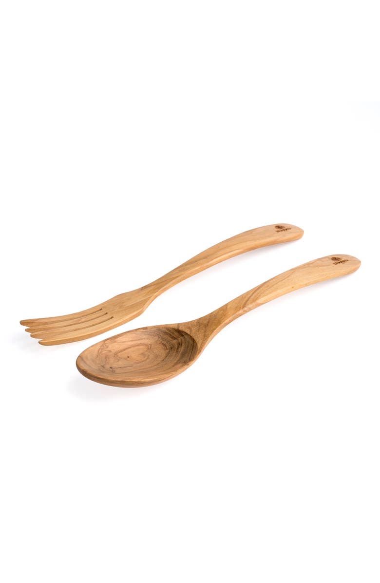 Berard Handcrafted Olive Wood 2 Piece Salad Serving Set, 12 Inch, Main, color, Brown