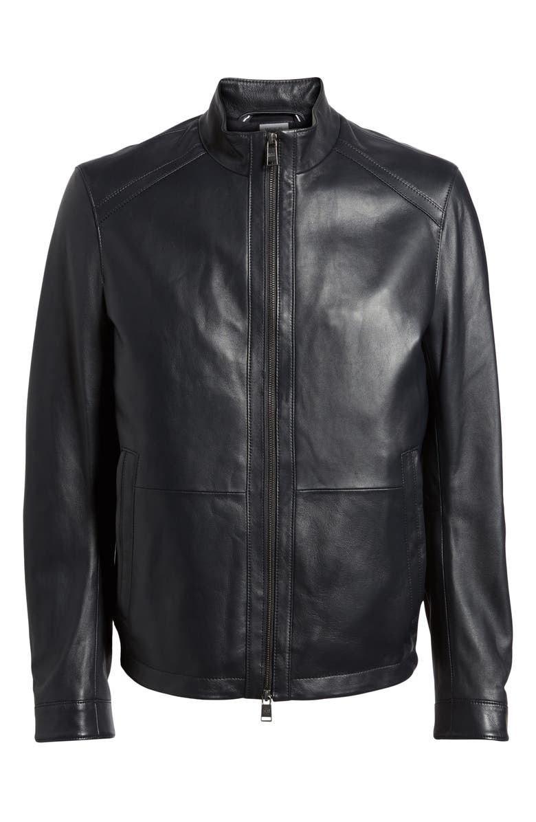 BOSS Nestal Regular Fit Leather Jacket, Alternate, color,