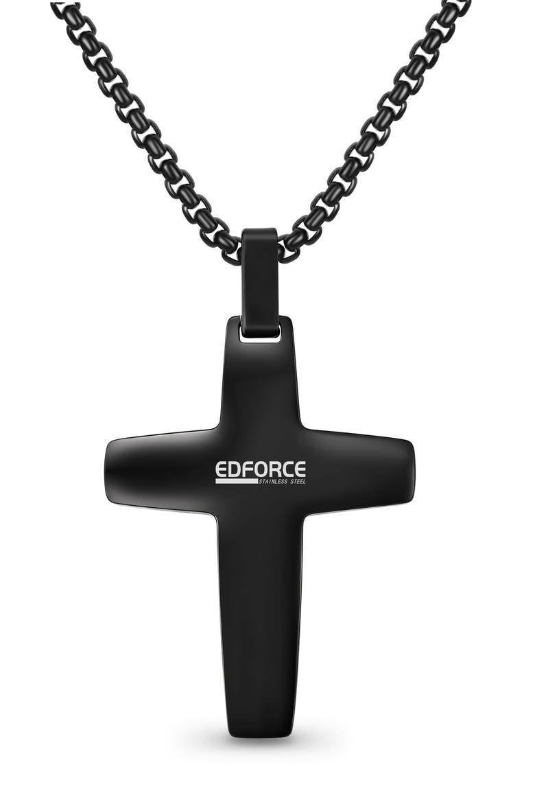 Men's Inlay Cross Necklace, Alternate, color, BLACK