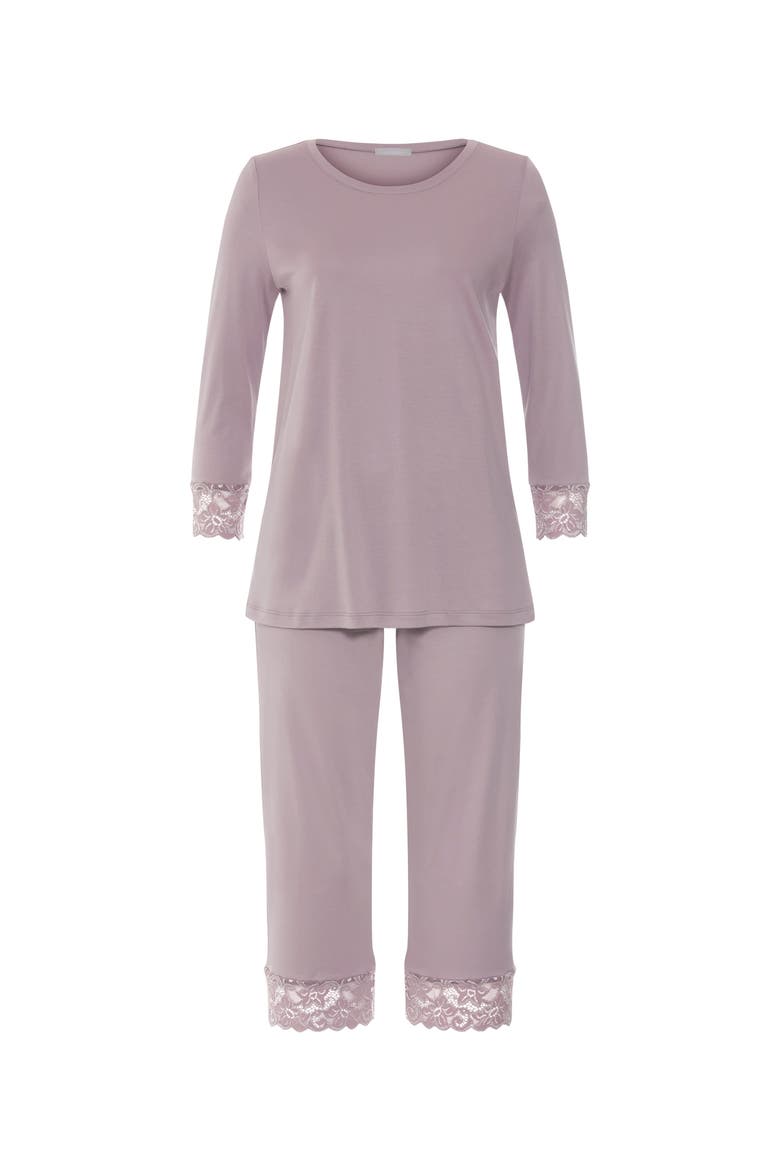 Moments Lace Trim Cotton Pajama Set, Main, color, Stormy Rose