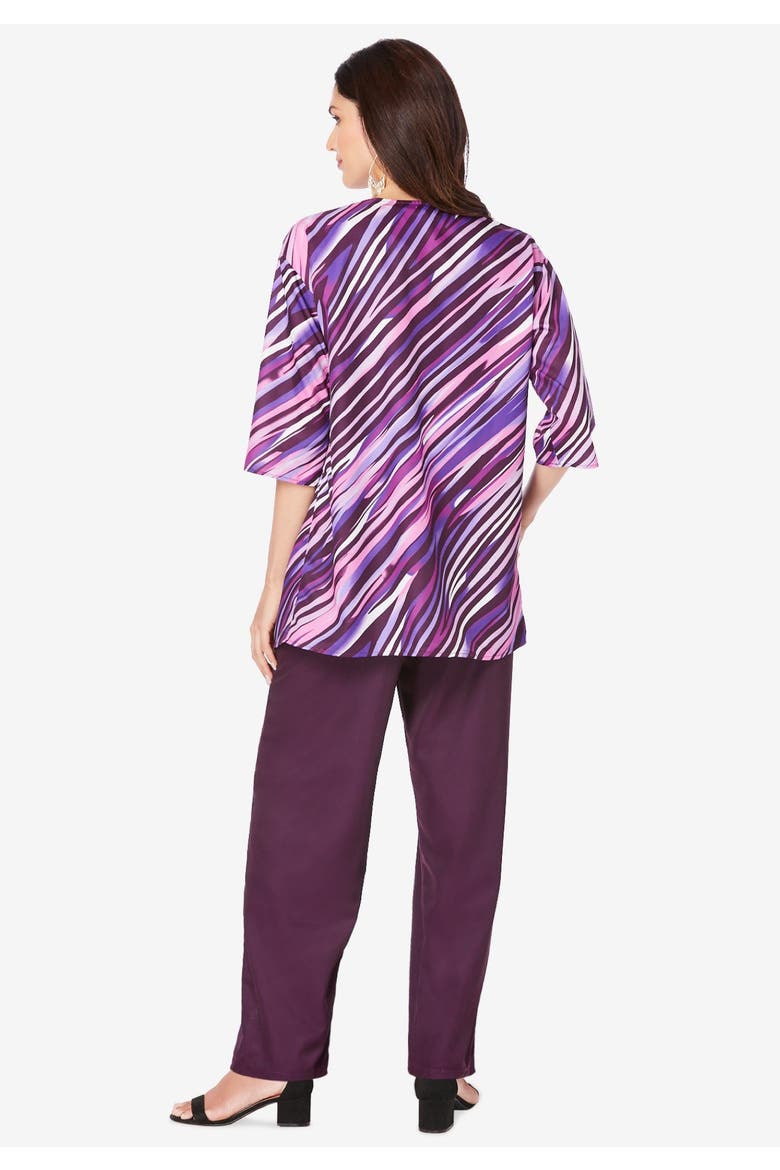 Three Piece Pant Suit, Alternate, color, COOL ABSTRACT STRIPE