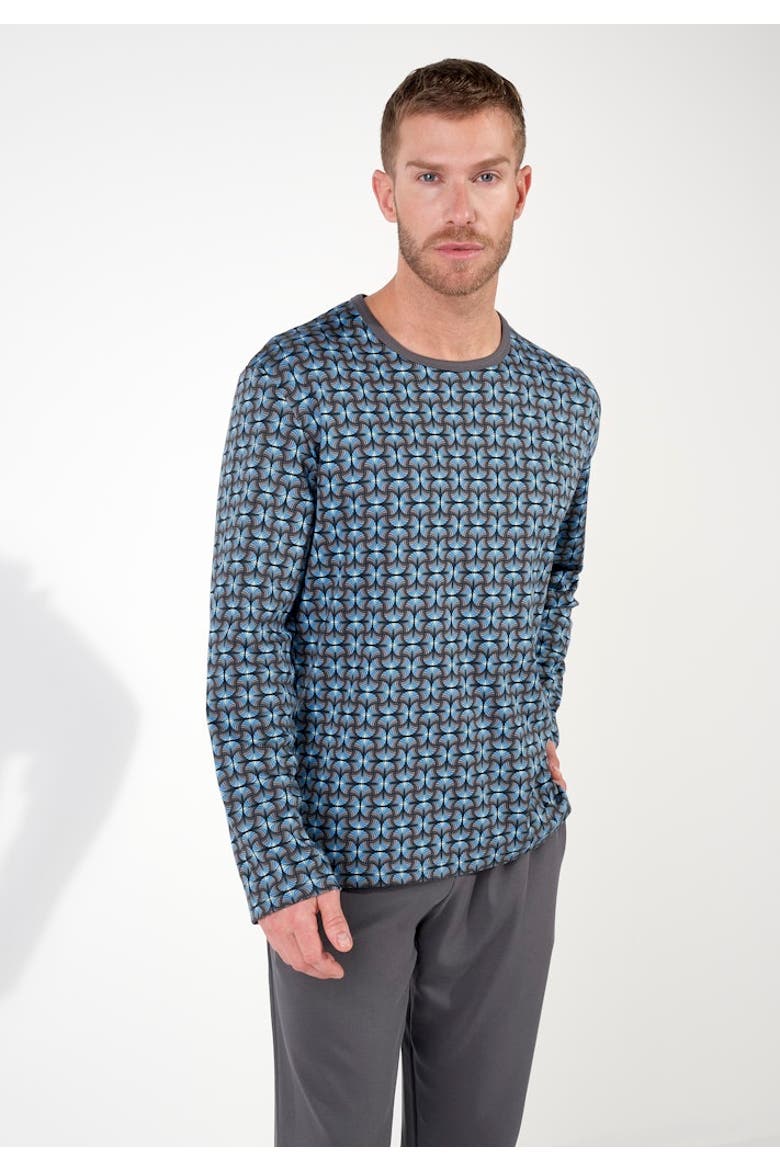 Aloys Long Pajama Set, Alternate, color, Dark Grey Print