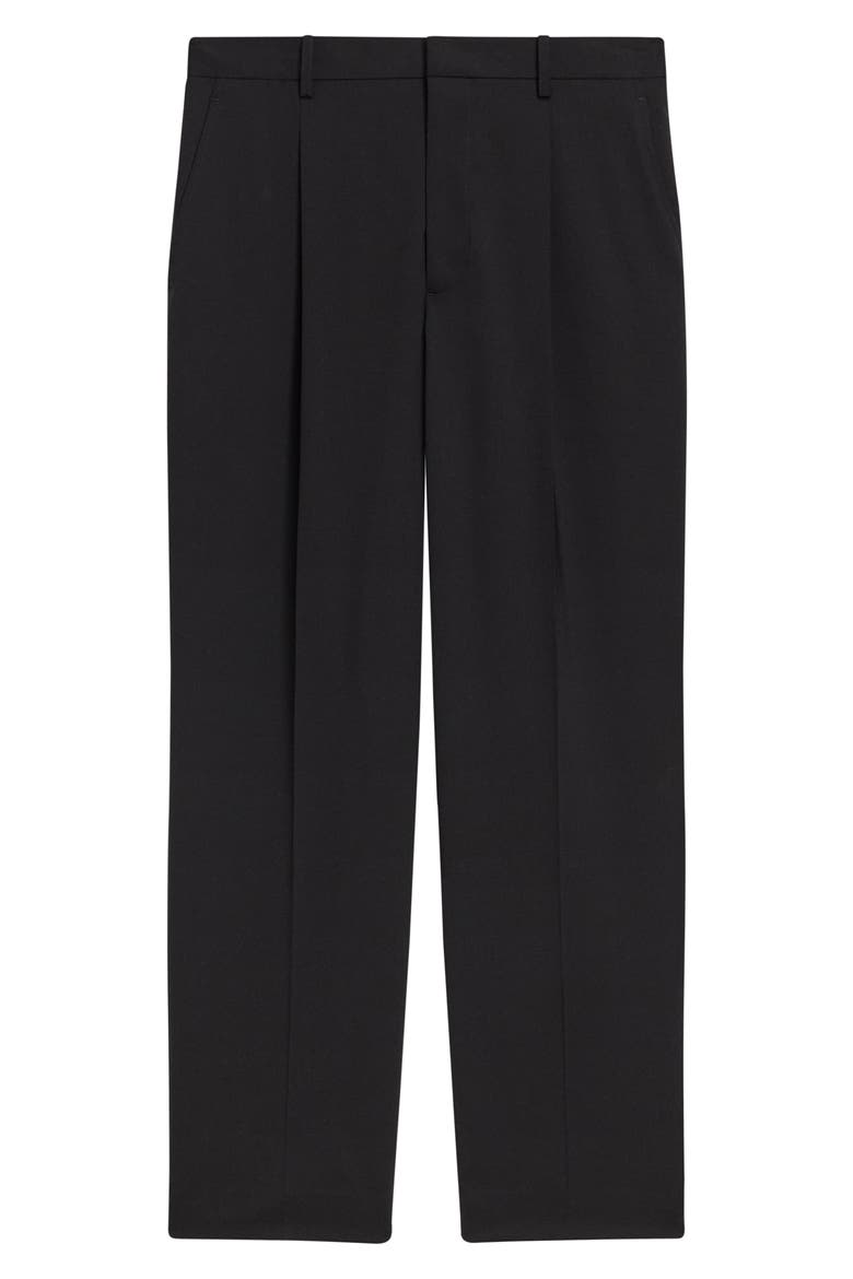 Relaxed Fit Pleated Stretch Wool Dress Pants, Alternate, color, DEEP BLACK