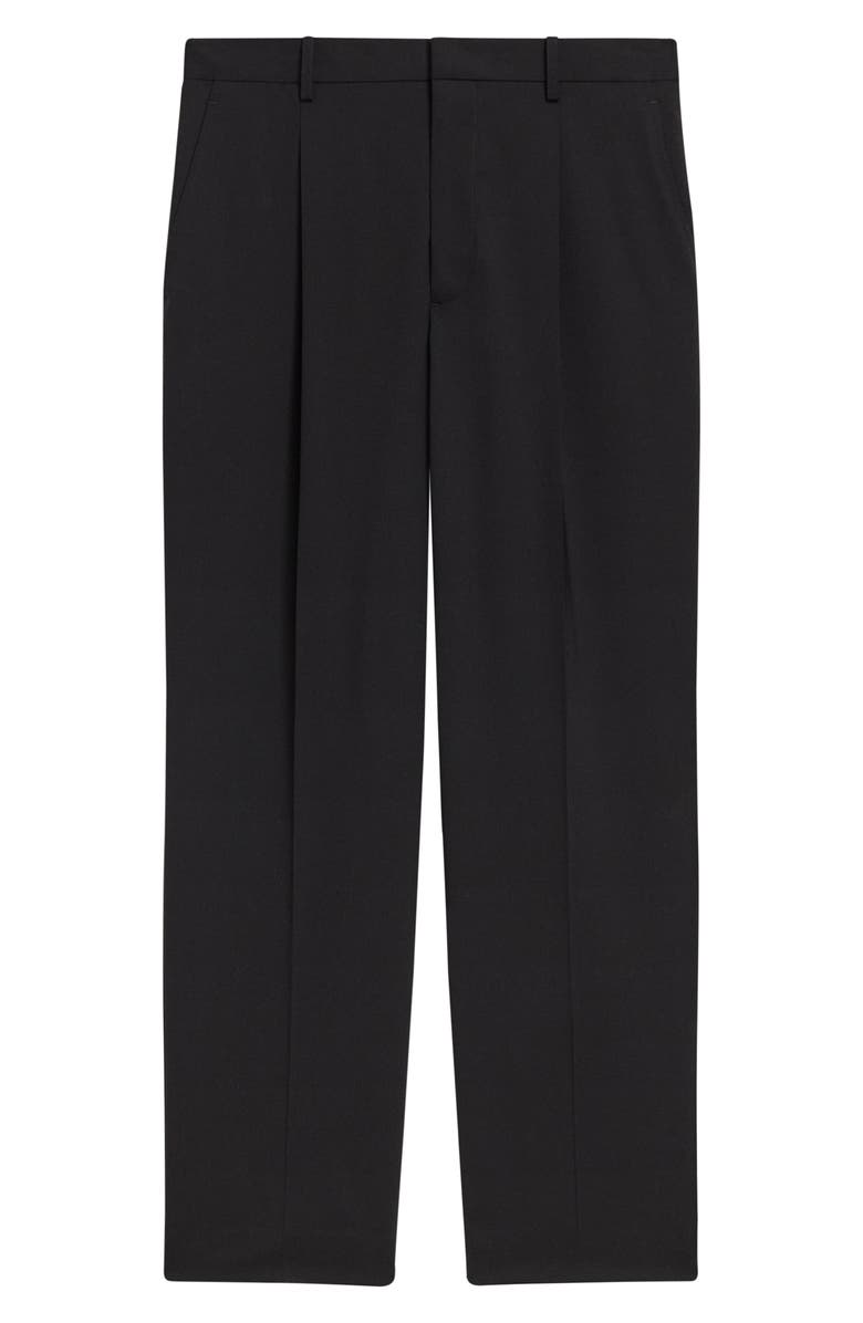 Theory Relaxed Fit Pleated Stretch Wool Dress Pants, Alternate, color, Deep Black