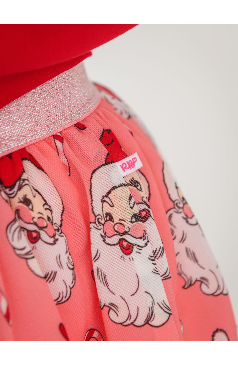 RuffleButts Girls Elastic Waist Tulle Skirt, Alternate, color, Pink Santa Joy