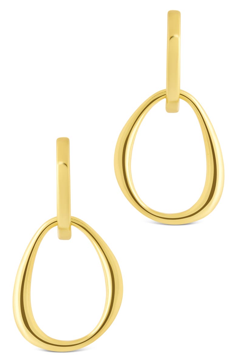 Sterling Forever Dorothy Simple Polished Interlock Drop Earrings, Alternate, color, Gold