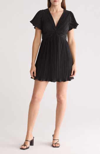 Lush Twist Front Plissé Dress