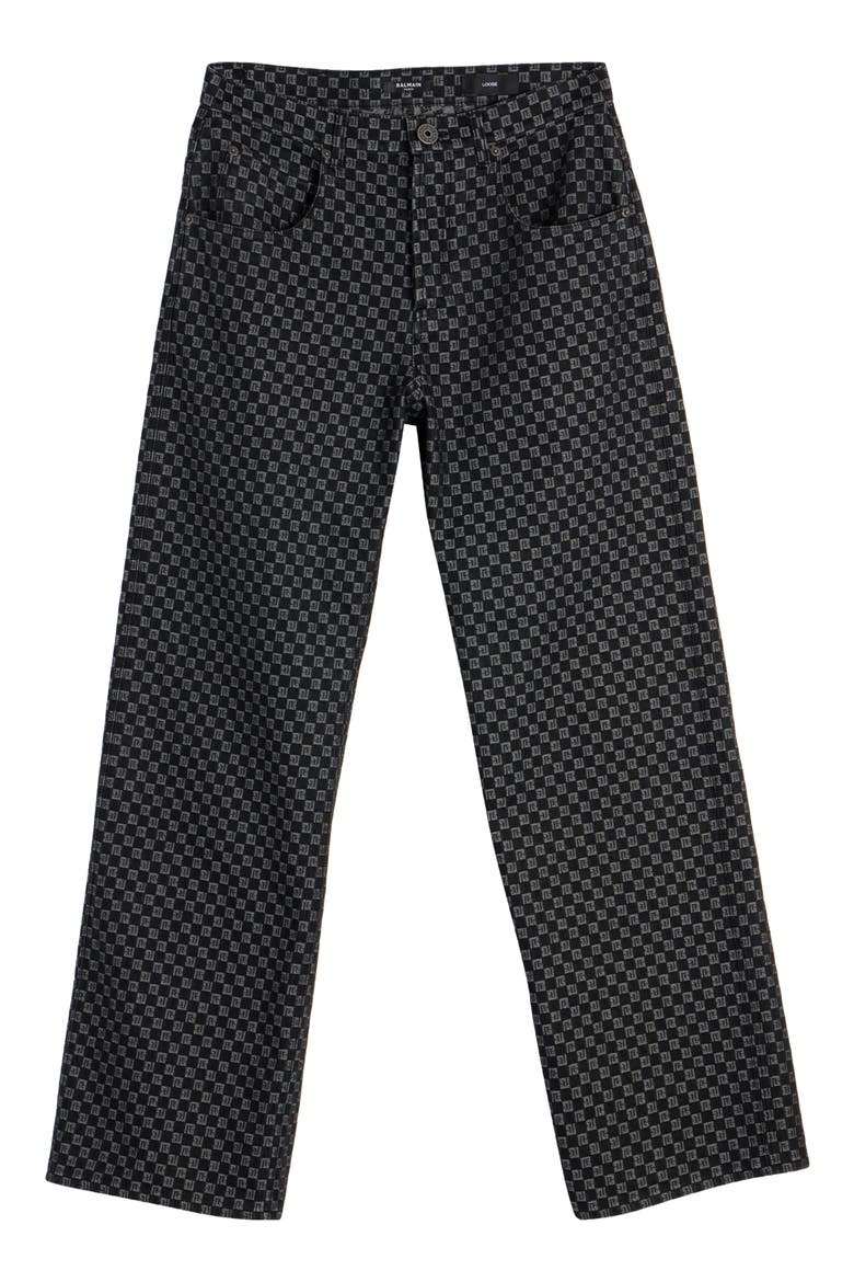 Loose Fit Mini Monogram Nonstretch Jeans, Alternate, color, EAB BLACK/ WHITE