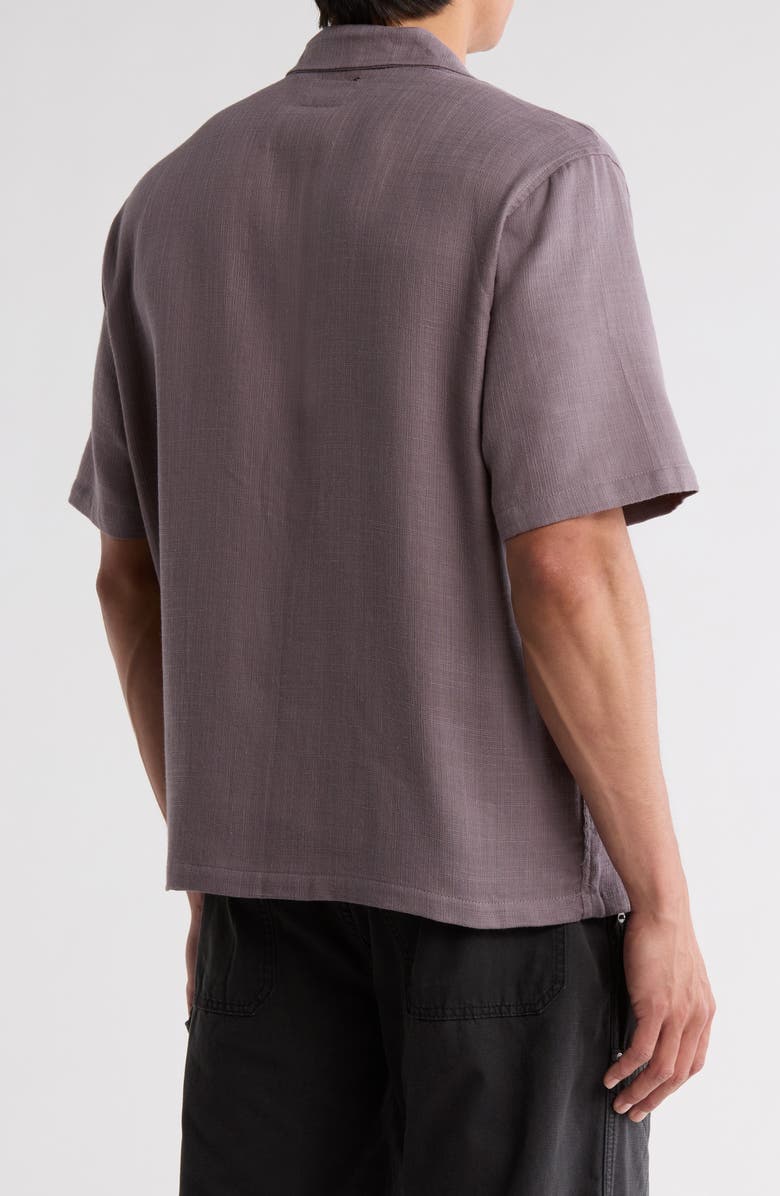 PacSun Weave Floral Embroidered Camp Shirt, Alternate, color, Grey