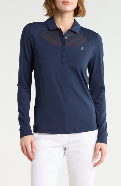 Mesh Yoke Performance Long Sleeve Polo