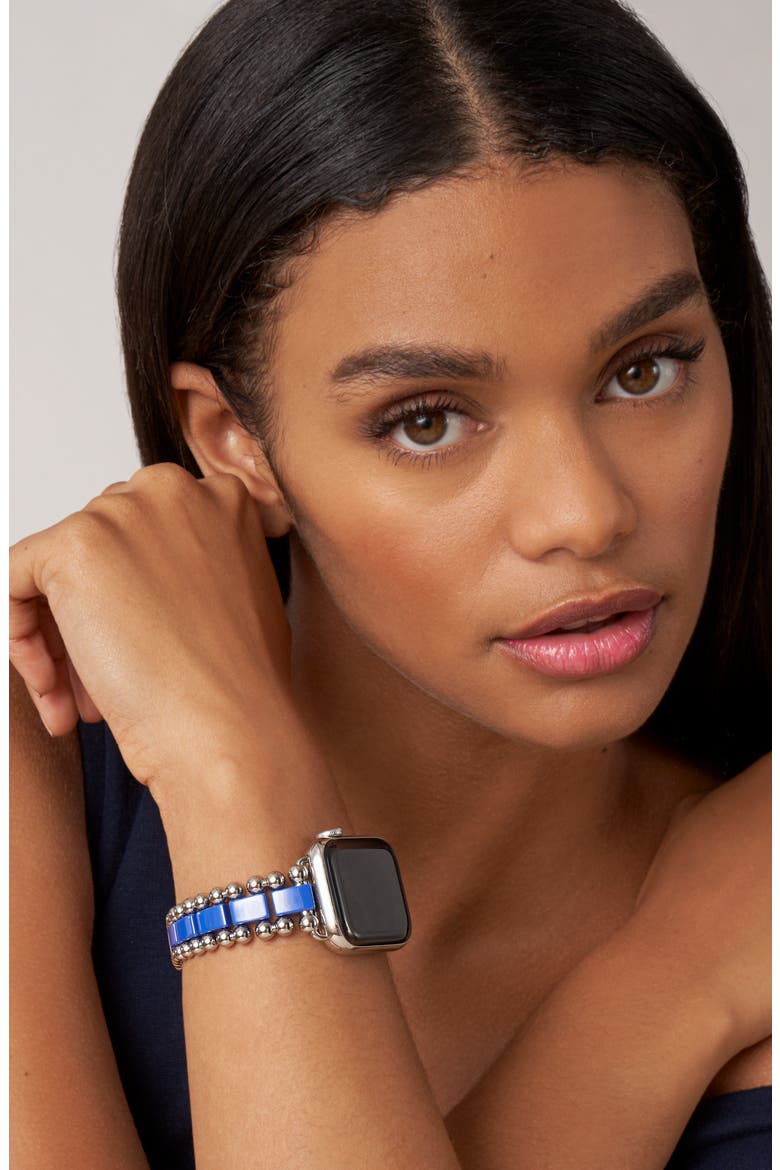 Smart Caviar Ceramic & Sterling Silver Apple Watch® Watchband, Alternate, color, ULTRAMARINE