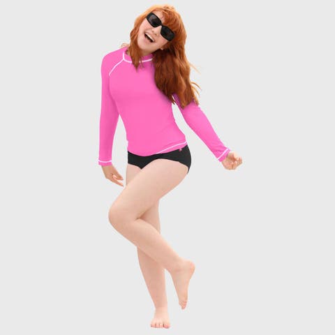 Girls UPF 50+ Printed Long Sleeve Rashguard Tee (Toddler, Little Kid & Big Kid)