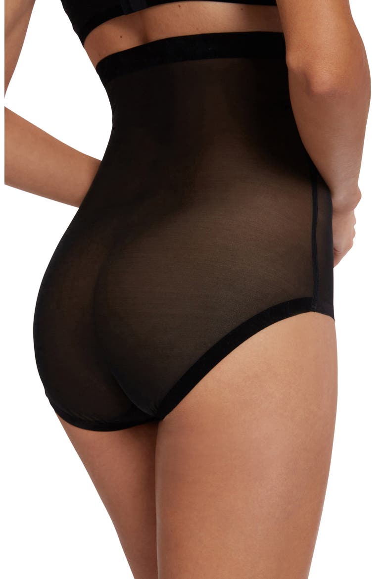 Tulle Control High Waist Shaper Briefs, Alternate, color, BLACK
