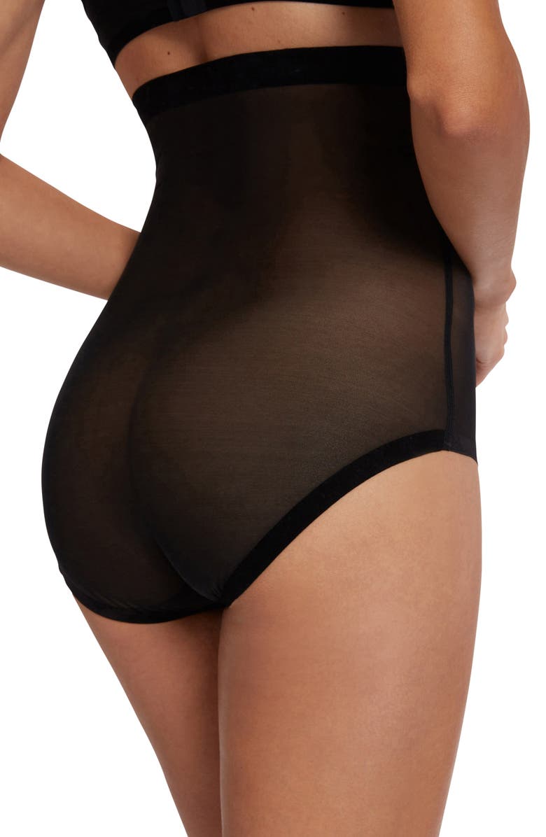 Wolford Tulle Control High Waist Shaper Briefs, Alternate, color, Black