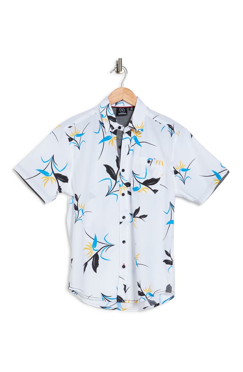 BURNSIDE Tropical Floral Print Short Sleeve Regular Fit Shirt, Alternate, color,