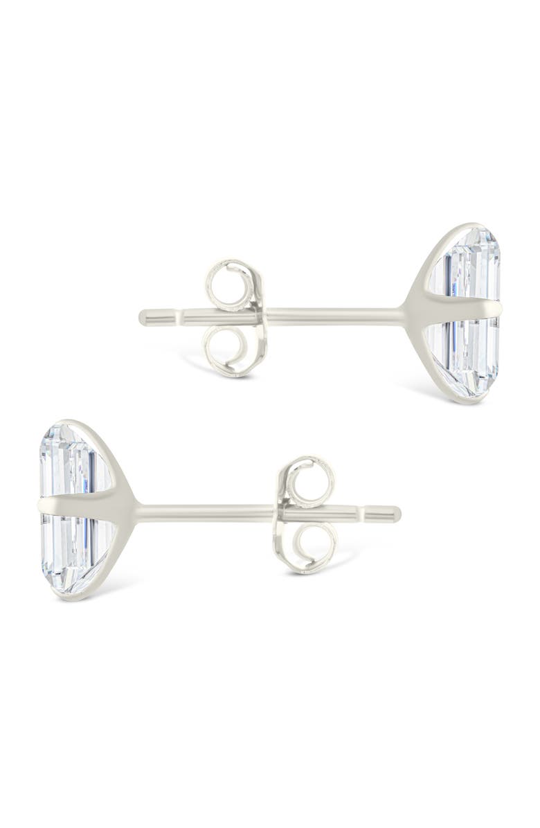 Sterling Forever Emerald-Cut Cubic Zirconia Stud Earrings, Alternate, color, Silver