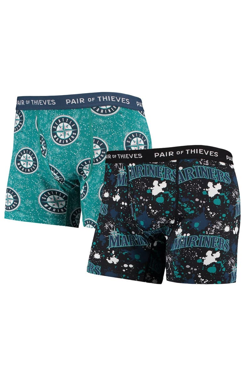 Pair of Thieves Men's Pair of Thieves Black/Aqua Seattle Mariners Super Fit 2-Pack Boxer Briefs Set, Main, color, 