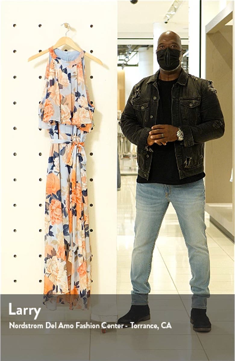 Floral Popover Bodice High-Low Chiffon Dress, sales video thumbnail