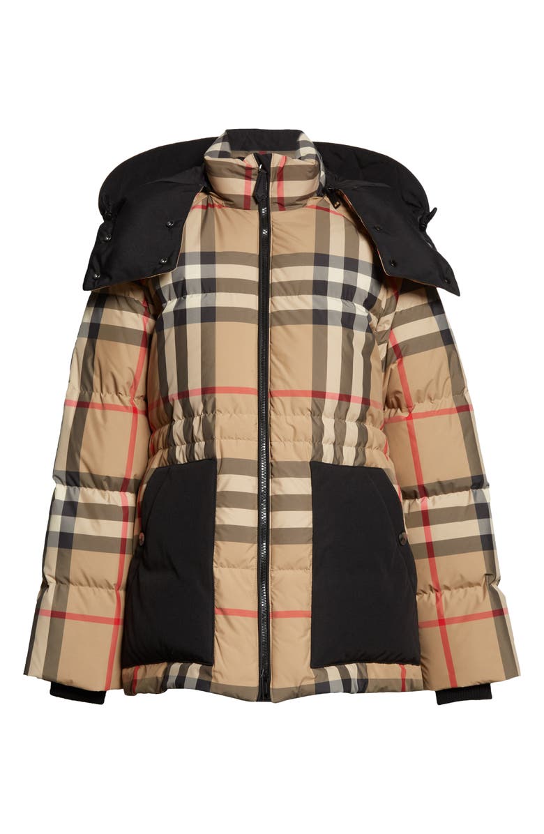 Burberry Broadwas Check Down Puffer Jacket with Removable Hood, Alternate, color, 