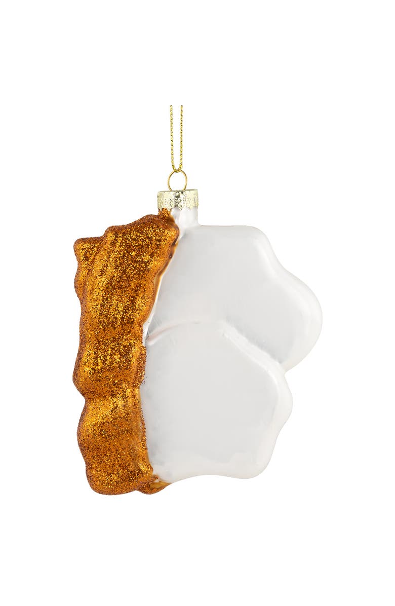 Northlight 3.75" Eggs and Bacon Glittered Glass Christmas Hanging Ornament, Alternate, color, White