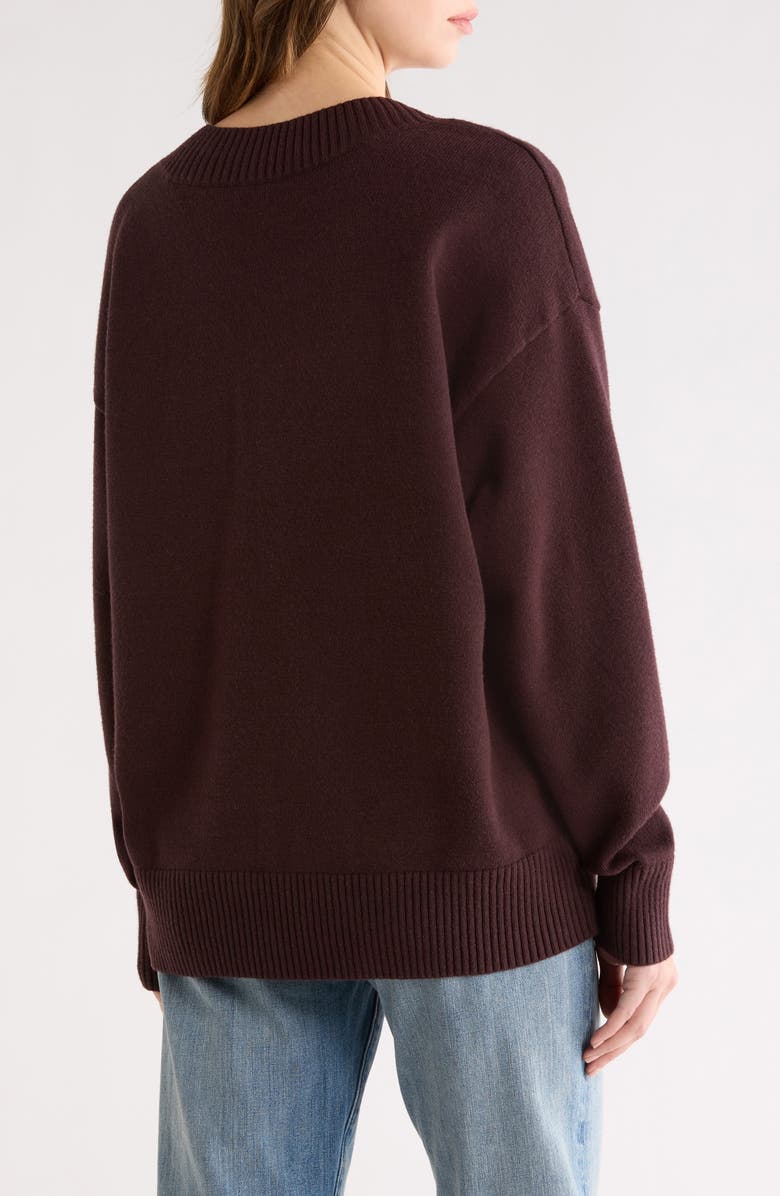 Good American Oversize V-Neck Sweater, Alternate, color, Bark