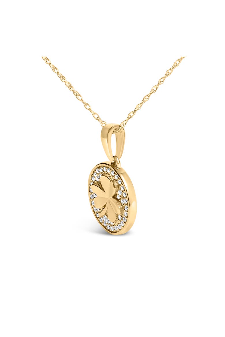 10K Yellow Gold 3 Leaf Clover 1/6 Cttw Diamond Pendant Necklace, Alternate, color, Yellow Gold