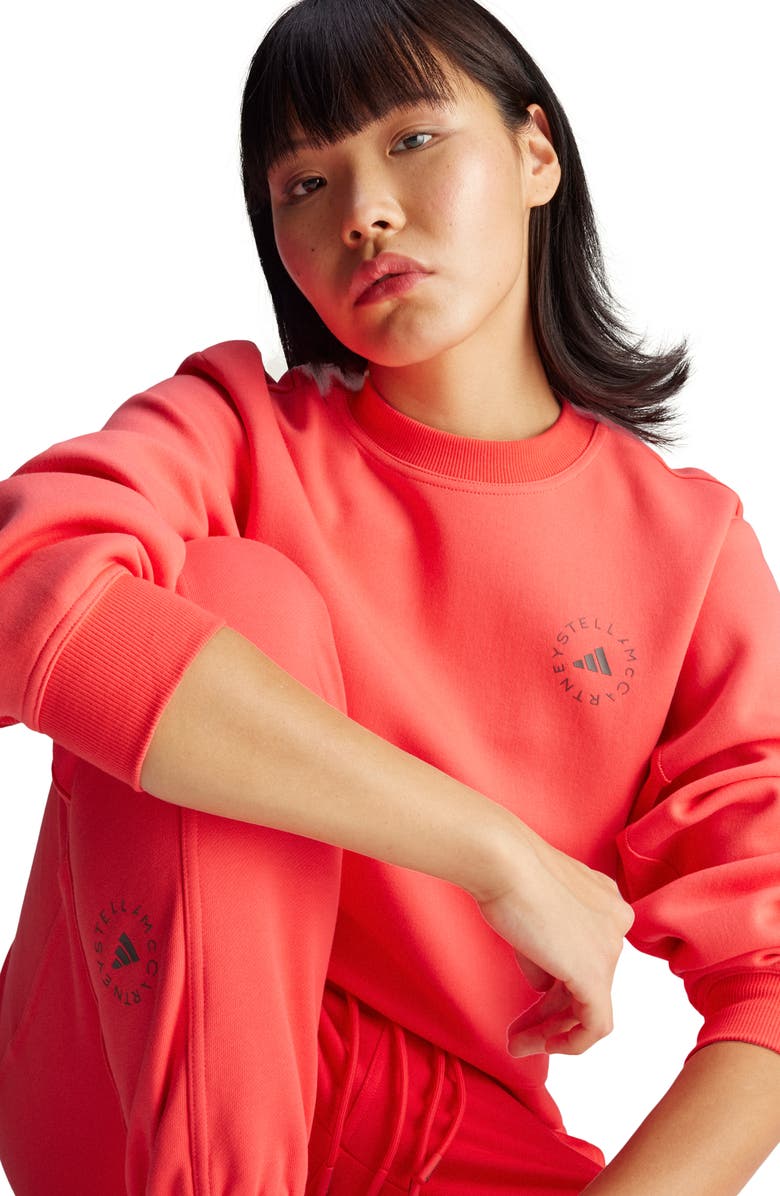 adidas by Stella McCartney Crewneck Sweatshirt, Alternate, color, Core Pink