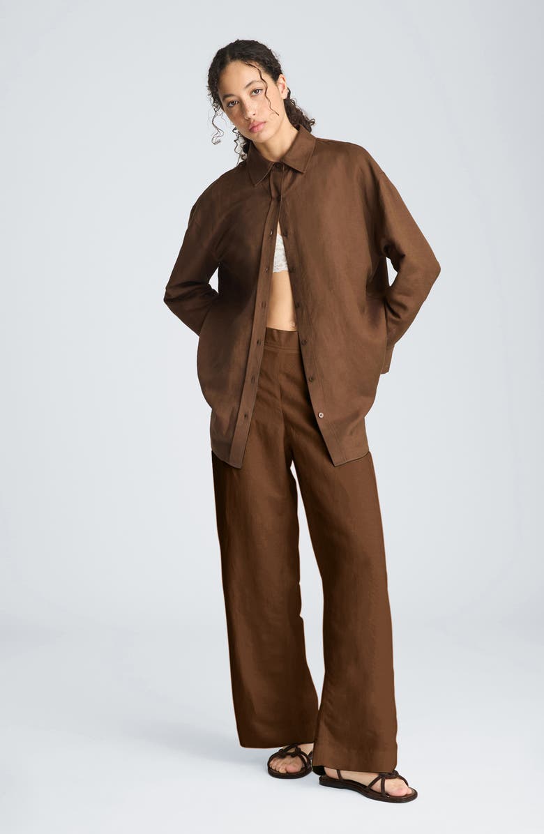 Kenneth Cole Pull-On Linen Blend Wide Leg Pants, Alternate, color, 