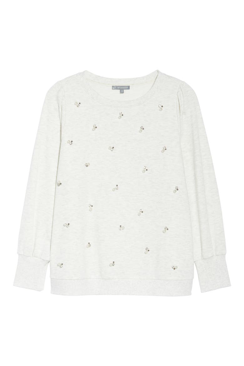 Embellished Sweatshirt (Nordstrom Exclusive), Alternate, color, HOFW-HEATHER OFF WHITE