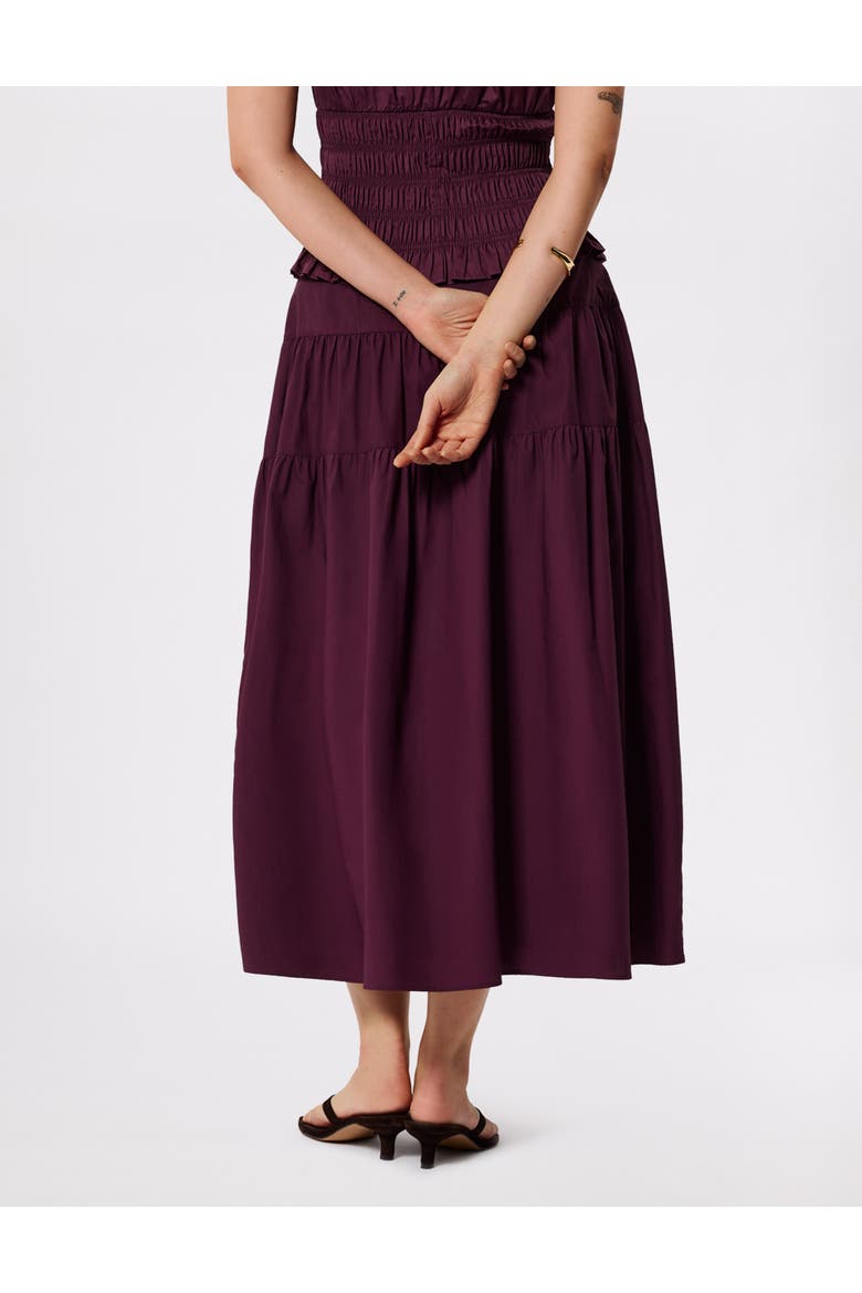 Tier Hem Cotton Skirt, Alternate, color, Plum